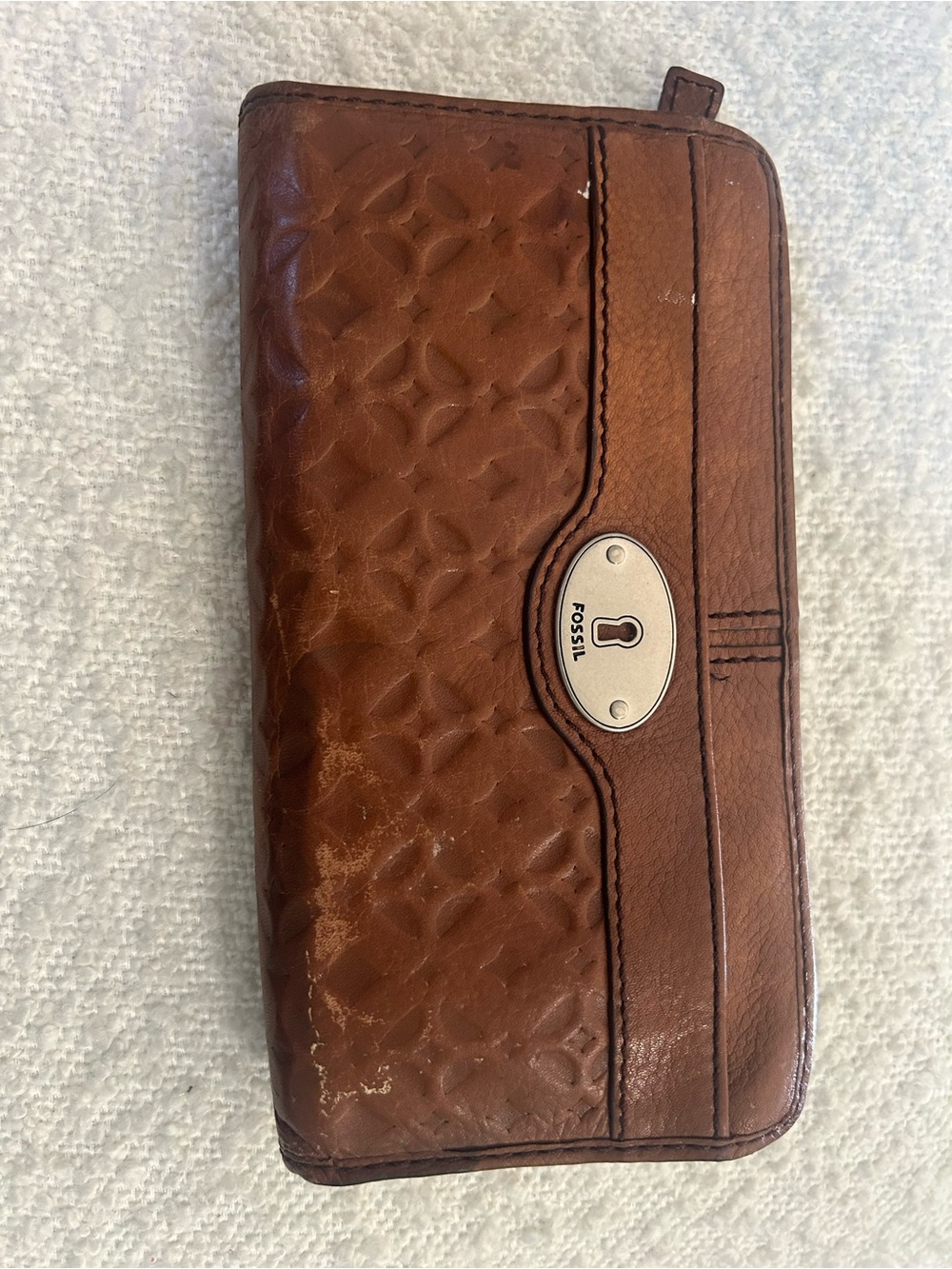 Fossil Brown Leather Zip Wallet